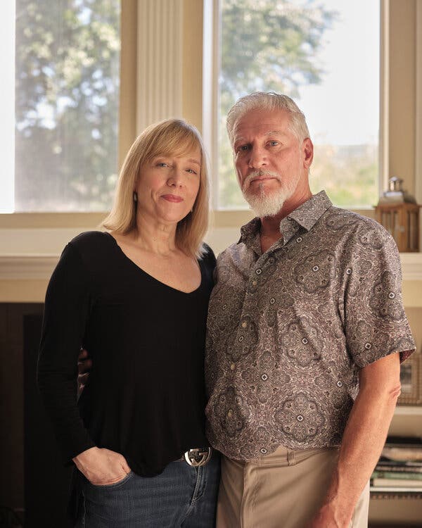 Holly Elgison and her husband, Len Schillaci, a mixed vaxxed couple in Valrico, Fla.